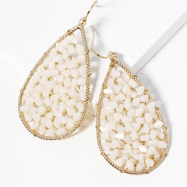 Mestiere Jewelry - Wholesale Dangle Earrings - Faceted Glass Beads Wire Wrapped Teardrop Dangle Drop Earrings