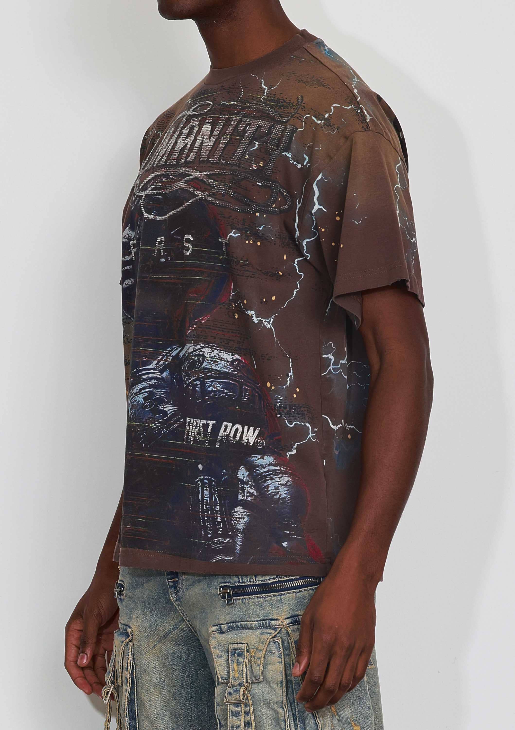 Brun TVÄTTAD HUMANITY FIRST LIGHTNING TEE för wholesale på Faire1