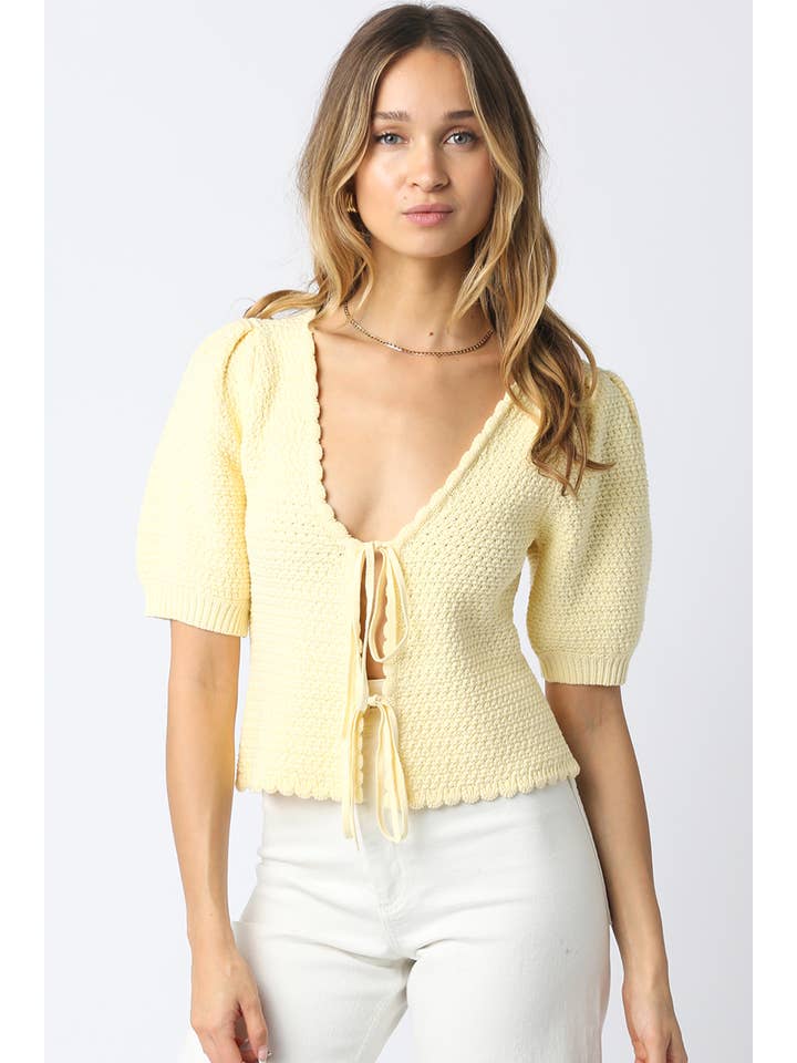 Olivaceous - Wholesale Knit Top - Women's - Liz Tie Front Knit Top