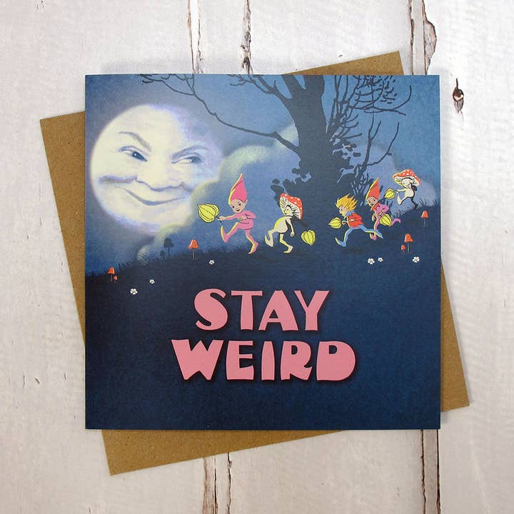 Stay weird square card for wholesale by Made In Pixieland