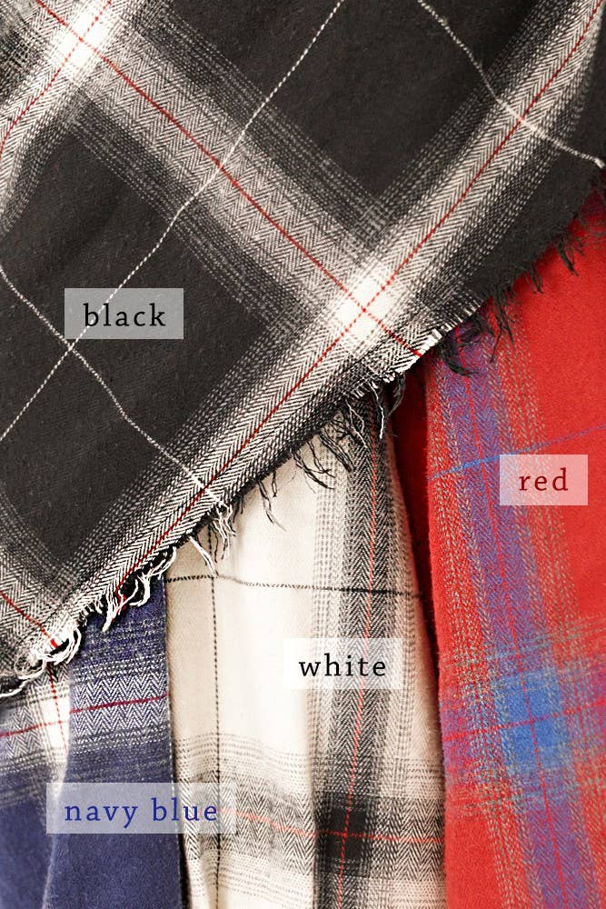 La Miel - Wholesale Button Down Shirt - Women's - SRT1372-Loose Fit Button Down Cut Edge Detailed Plaid Shirts18