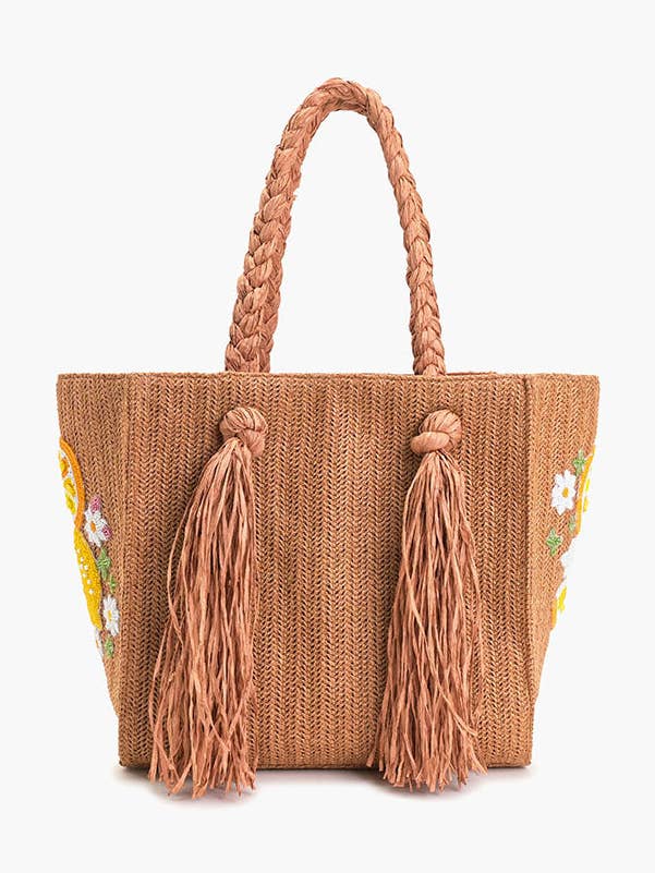 Daisy Citrus Straw Tote for wholesale by America & Beyond