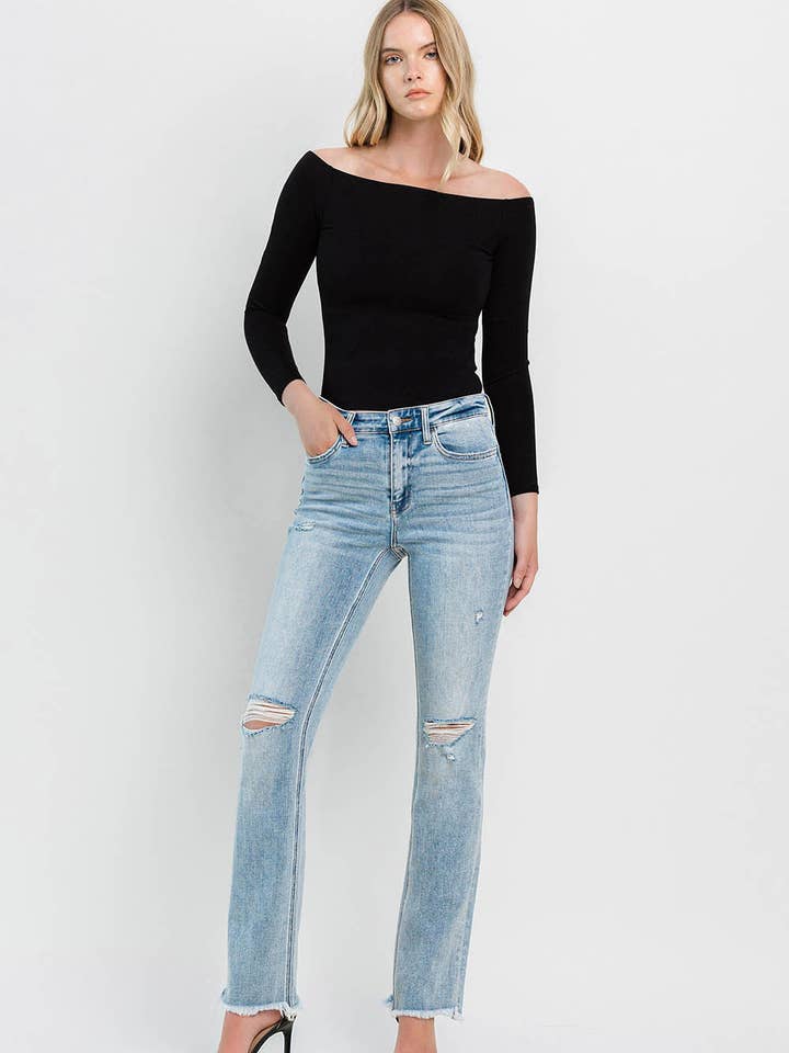 HIGH RISE SLIM STRAIGHT JEANS F5232 for wholesale by FLYING MONKEY