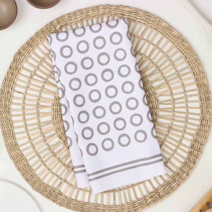 Grey Circles Dish Towel - 16''x24'' for wholesale by Render Goods