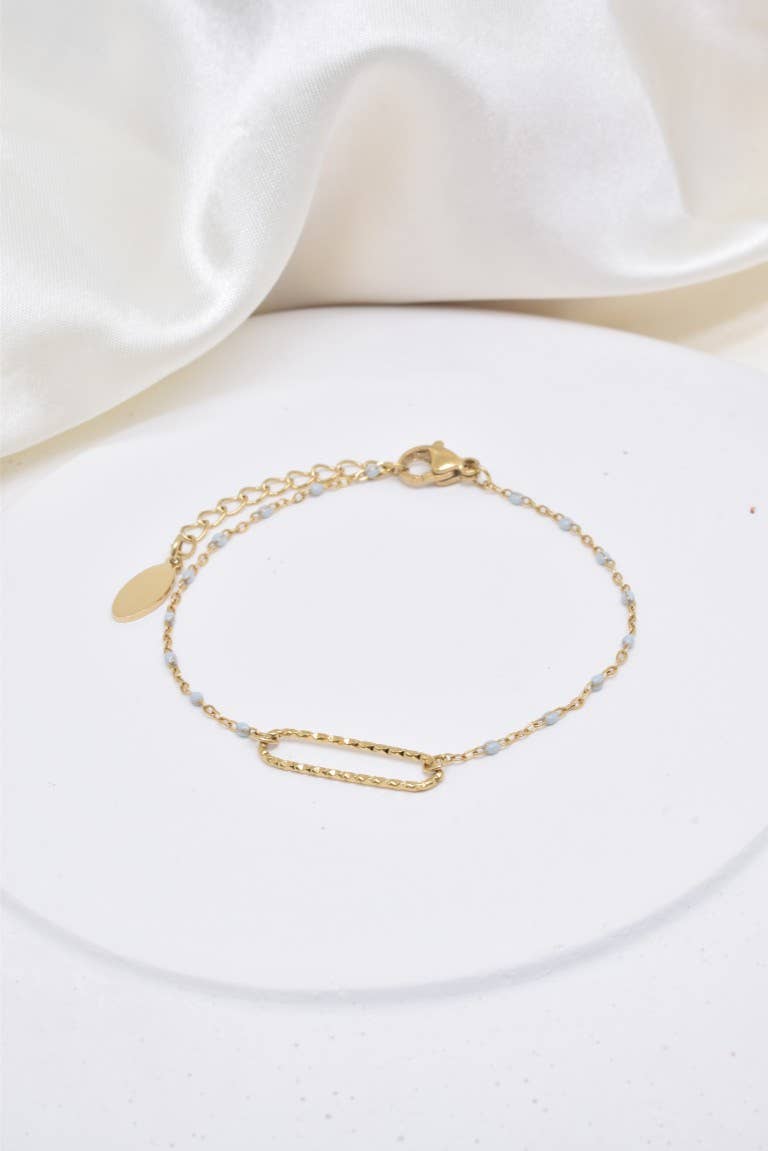 Kapyco - Venta al por mayor Pulseras de cadenas y eslabones - Pulsera de acero inoxidable esmaltada gris claro - BR210257OR-GRC0