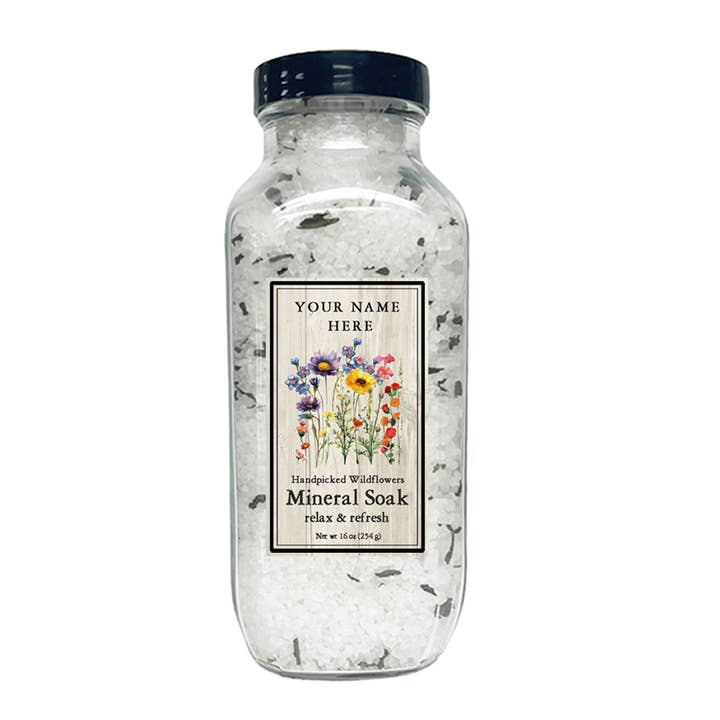 Customizable Farm Market Wildflowers Mineral Soak 16 oz for wholesale by Kiss Me in the Garden