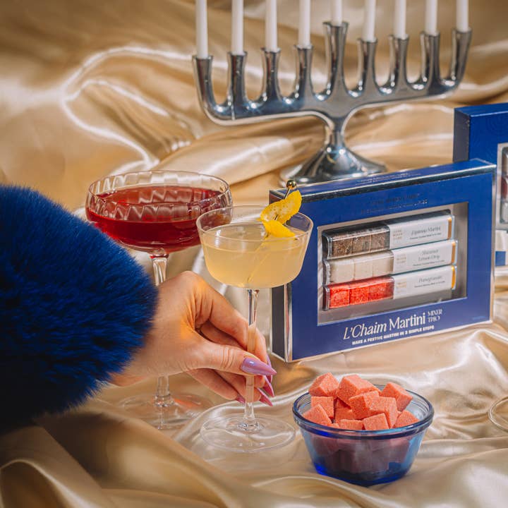 TEASPRESSA | LUXE Mixer Cube - Wholesale Cocktail Mix/Syrup - L’Chaim Shimmer Martini Mixer Trio (Espresso, Pomegranate)1