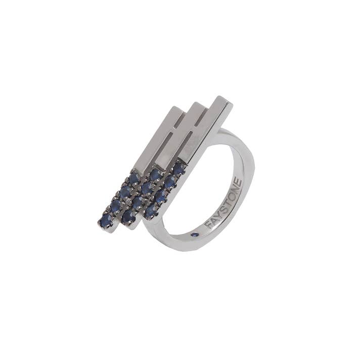 Lynx Platinum-Plated Sapphire Multi-Stone Ring for wholesale by FAYSTONE JEWELLERY