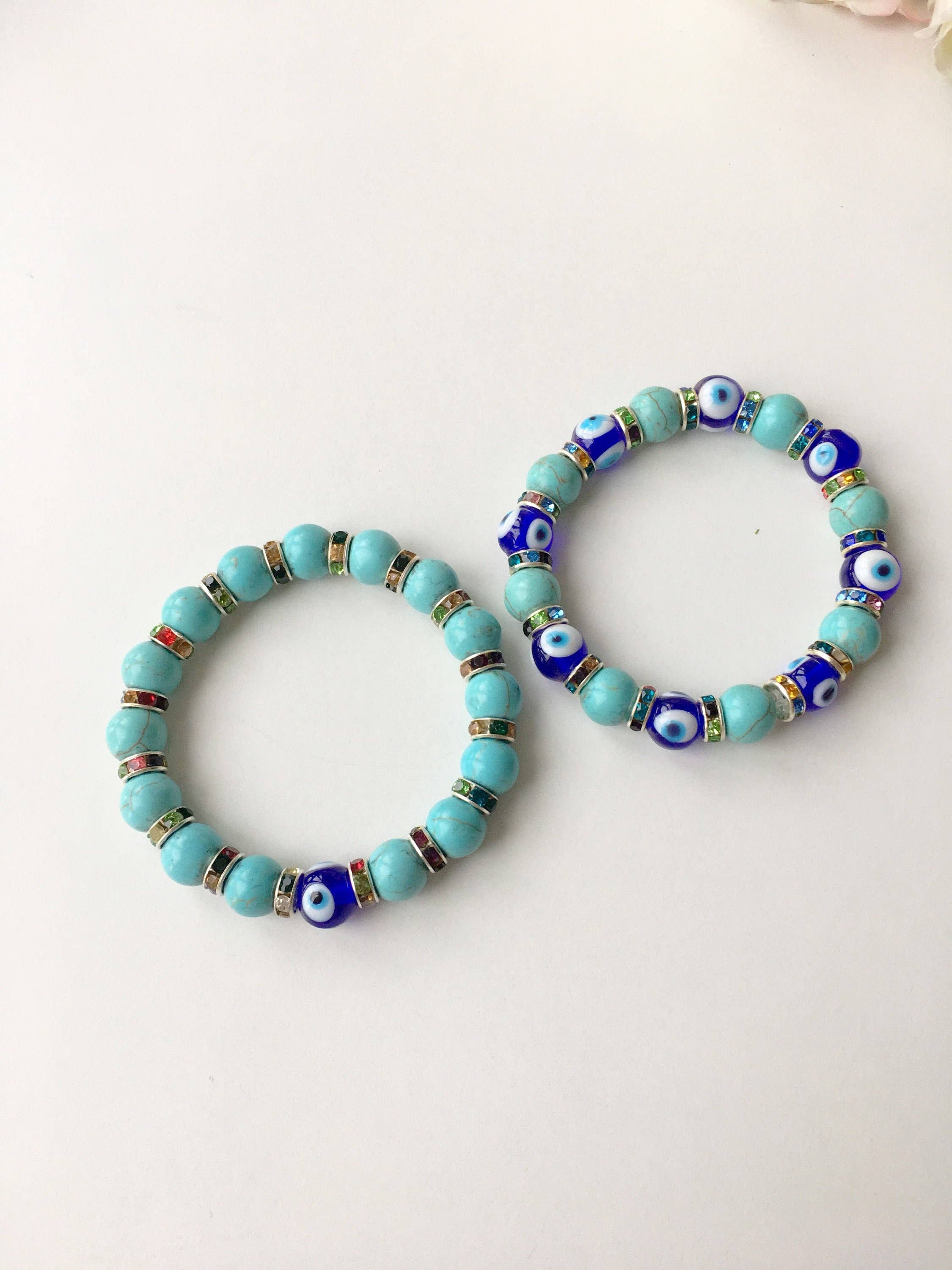 Evileyefavor – wholesale Beaded bracelet – Blue Evil Eye Bracelet, Stretch Glass Bead Bracelet4