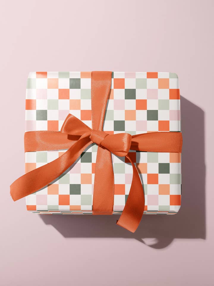 Winter Checkerboard Wrapping Paper Sheets for wholesale by Tillie Rose Studio