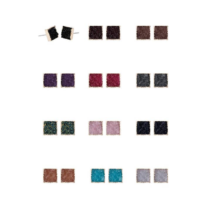 BOUCLES D'OREILLES CLOUS CARRÉS DRUZY pour la vente par DOBBI