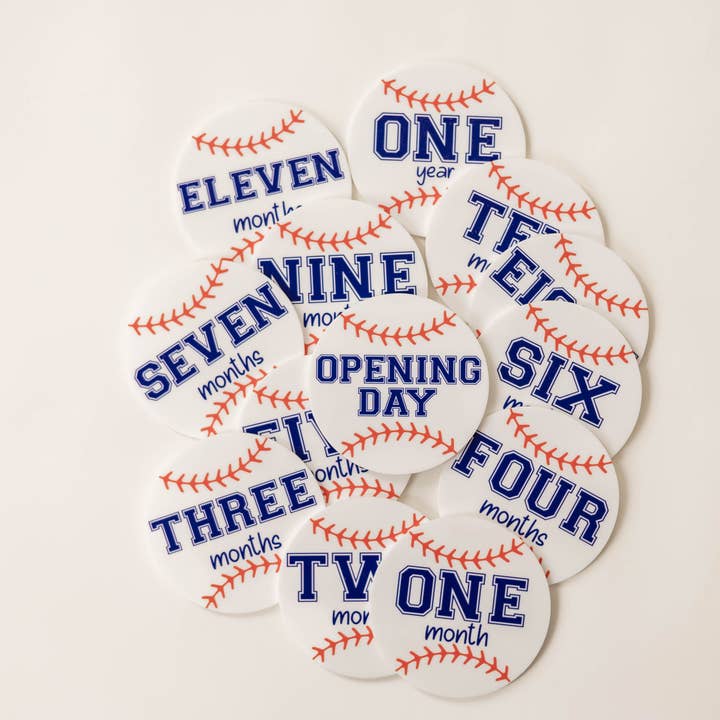 Acrylic Baseball Monthly Milestone Discs For Baby Photos for wholesale by By His Saving Grace, LLC