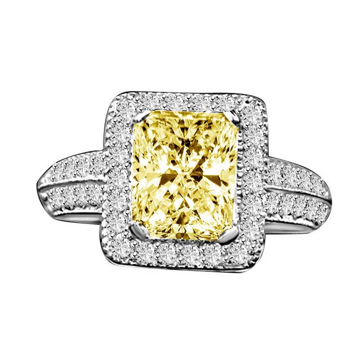 Anel de zircônia cúbica folheado de diamante radiante 2CT. 635R12825 por atacado de Diamond Veneer Travel Jewelry