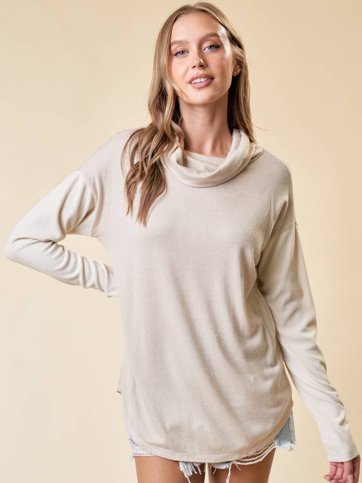 Haut à col bénitier avec manches côtelées - 13493T pour la vente par Doe and Rae