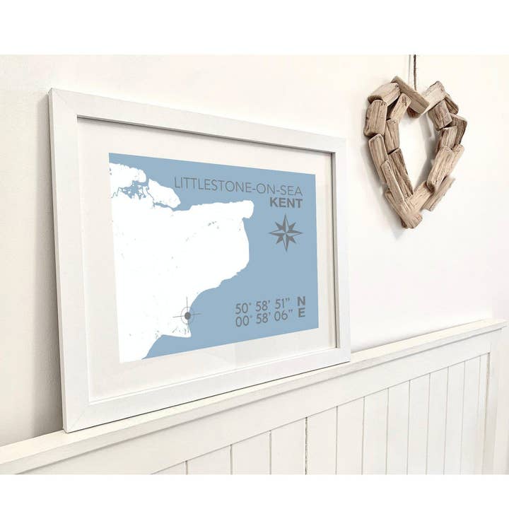 Imprimer la carte côtière de Littlestone-On-Sea pour la vente par SeaKisses