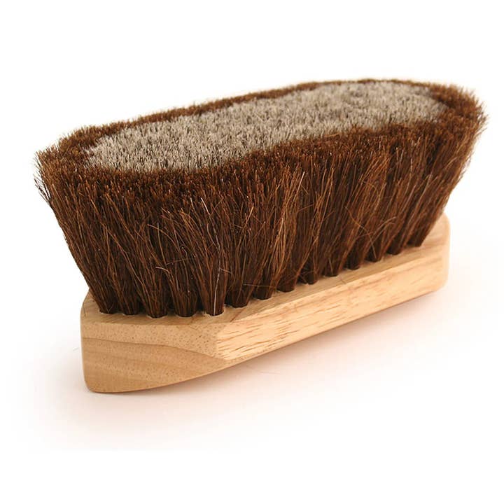 Smart Horse Gear - Wholesale Body Brush - Legends™ Dual Fiber 100% Horsehair: Palomino Center/Brown Border 6 3/8" Pocket-Size Body & Finishing Brush #EA2274