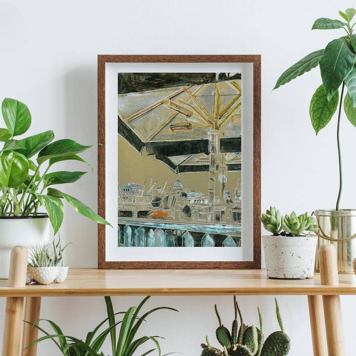 Cafe at the South Bank Print for wholesale by The Hatched Line