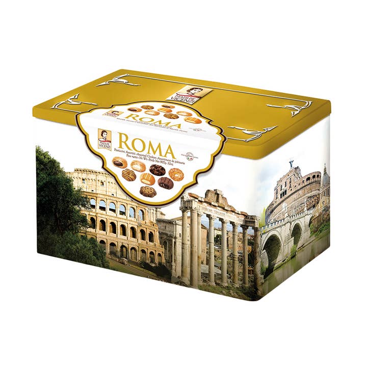 Roma Gift Tin, Gourmet Italian Cookies Assortment, 32oz for wholesale by Vicenzi USA Inc.