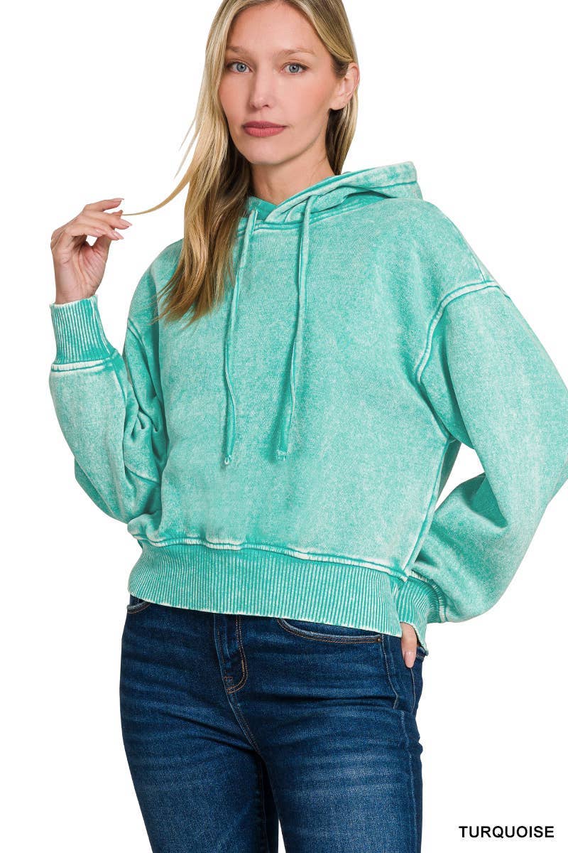 Vanilla Monkey – wholesale Hoodie - Dam – Acid Wash Fleece Cropped Hoodie8