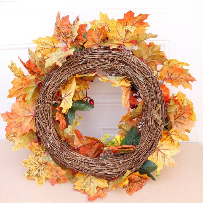 ACNITE(We cover U.S. import duties) - Vente Couronne - Couronne d’automne avec citrouilles décoratives pour la fête de Thanksgiving4