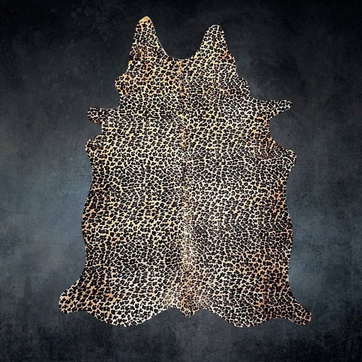 Leopard Print Cowhide Rug Size 5.5x 7 ft ---5244 for wholesale by Rodeo