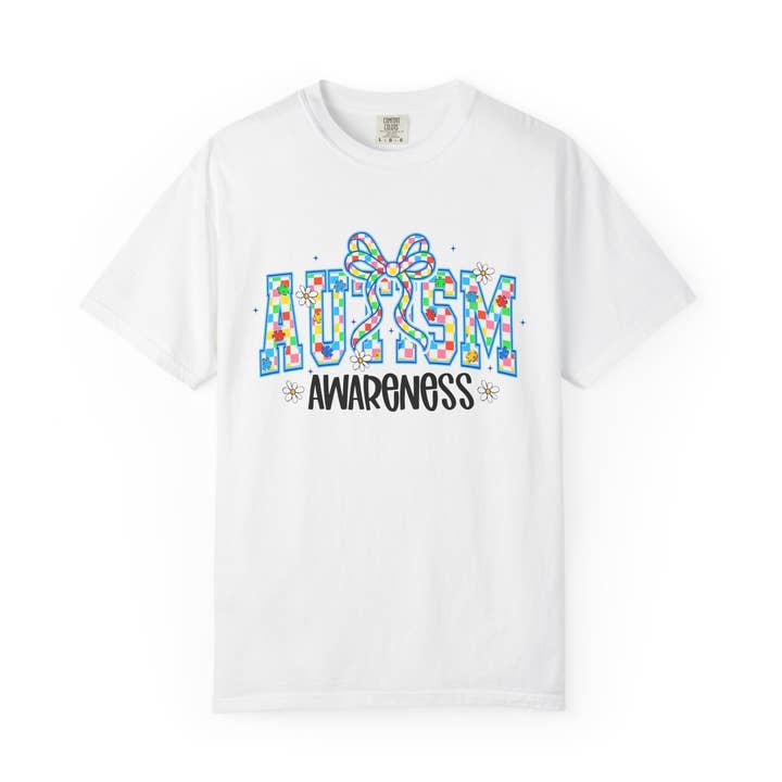 Autism Awareness T-Shirt — Colorful Puzzle Ribbon Tee for wholesale by Apparel Crush