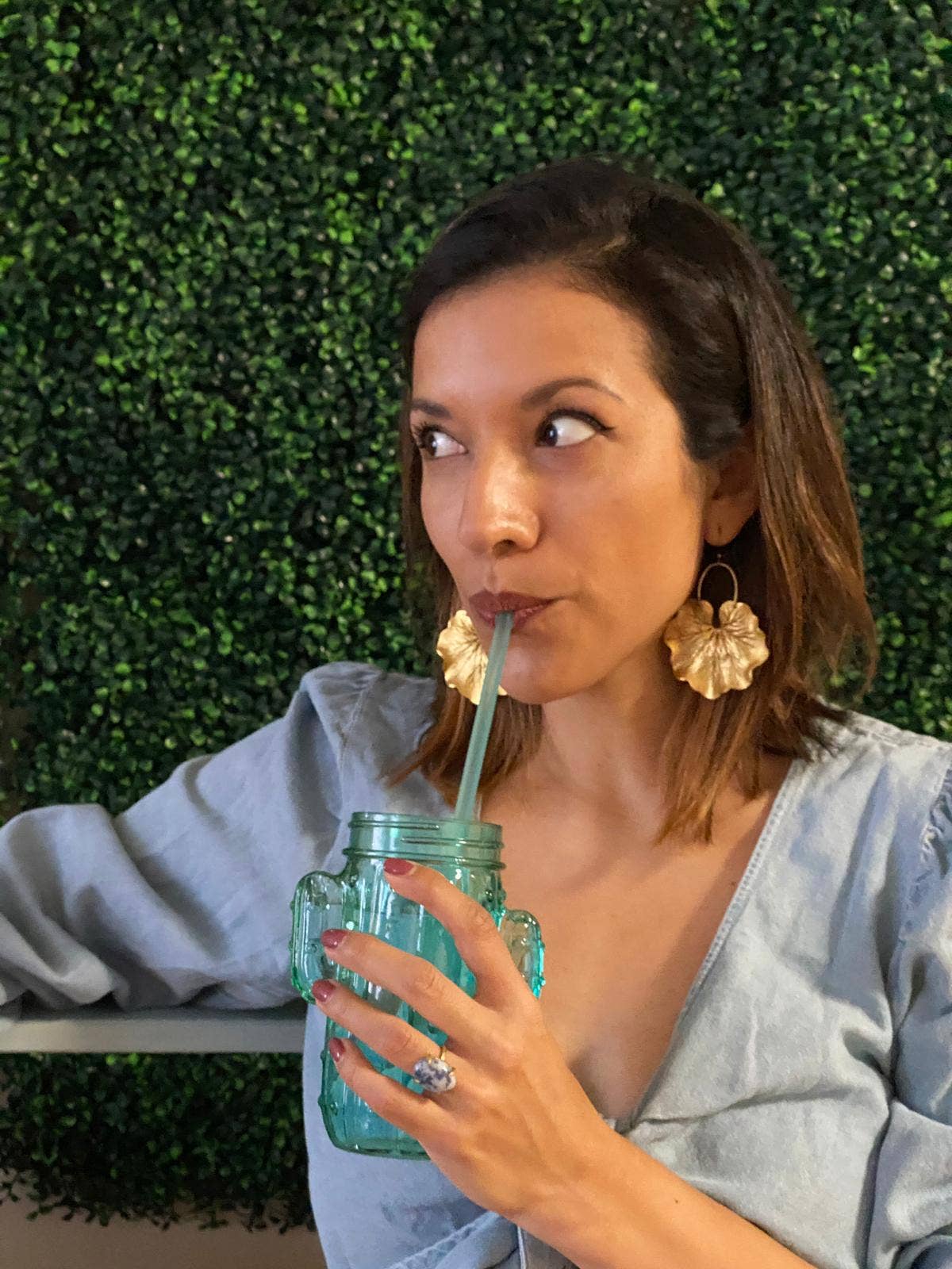 GeoMetricGem - Wholesale Dangle Earrings - Geranium Leaf Earrings ~ Brass1