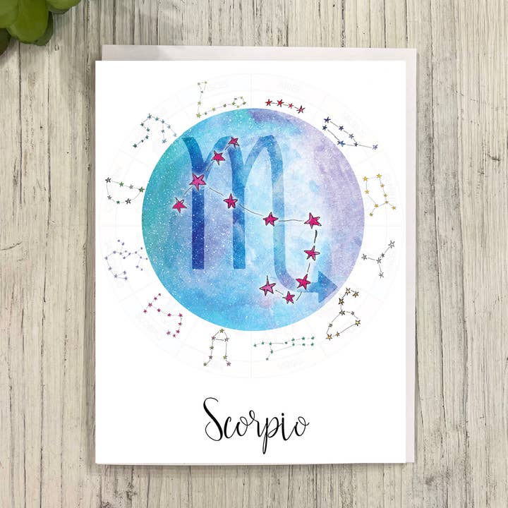 Zodiac - Cartão de aniversário da astrologia de Escorpião por atacado de Great Odin's Hellos