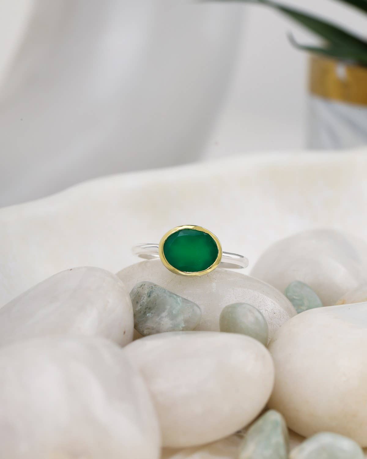 Tiramisu – wholesale Single stone/solitaire ring – 14k Gold Over 925 Sterling Silver Green Onyx Ring3