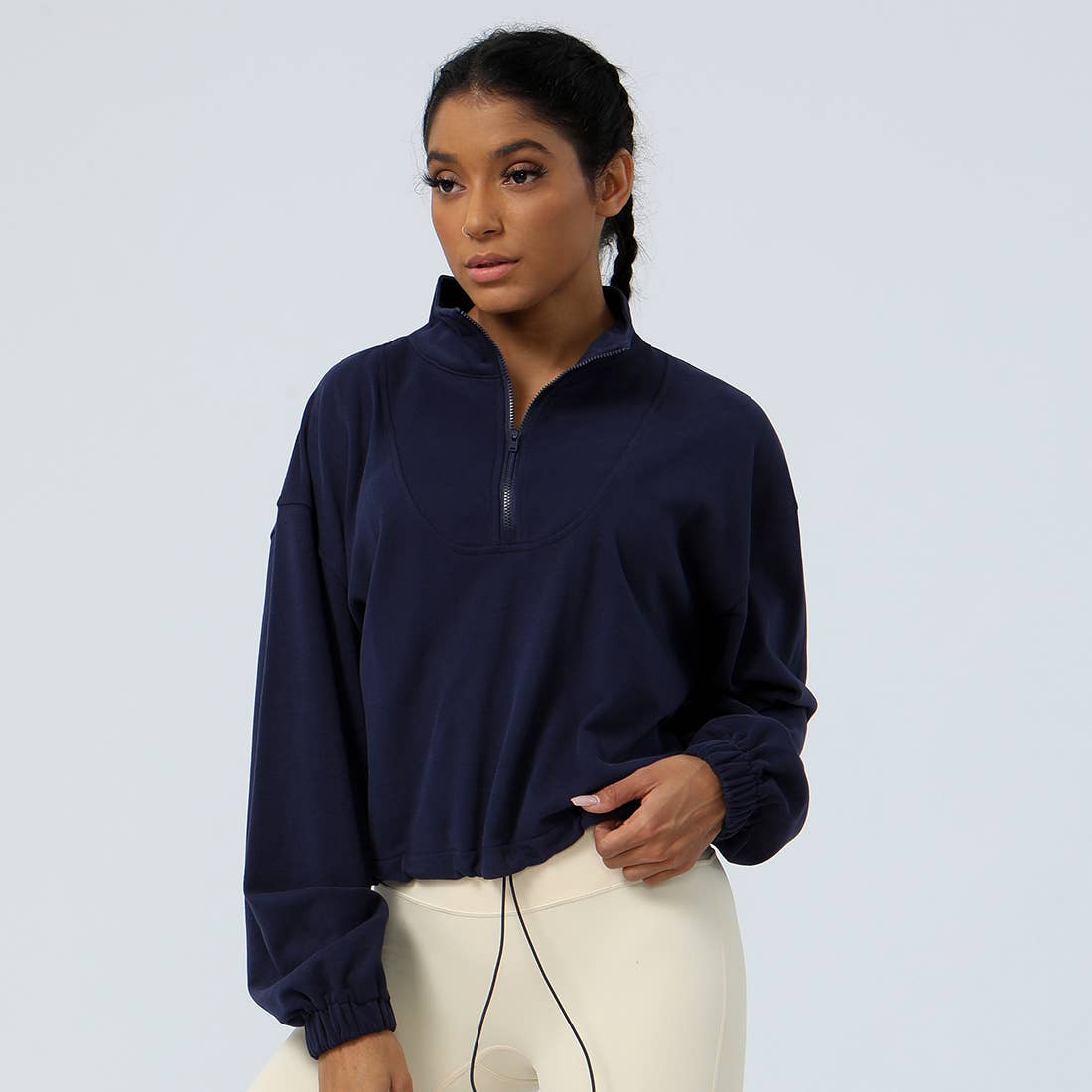 Sodalemon - Wholesale Athletic Jacket - Women's - Women Fitness Hoodie Half Zipper Drawstring Sport Jacket7