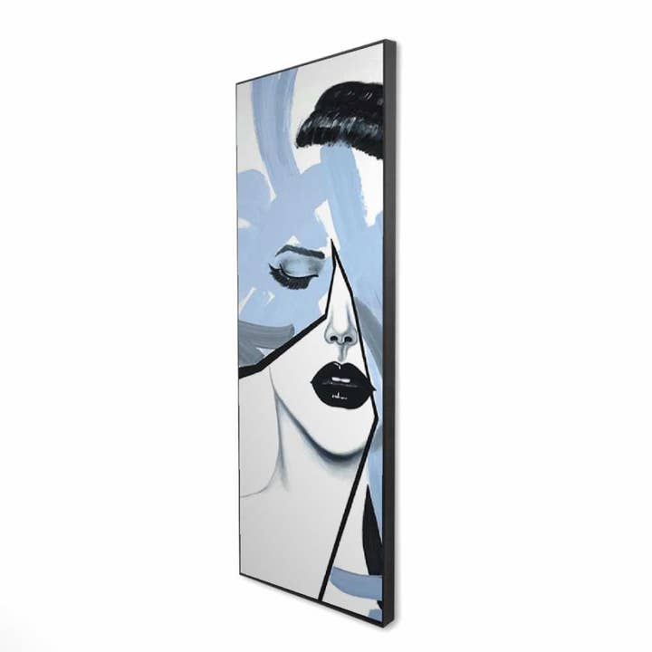 Abstract Blue Woman Portrait | Framed Canvas Art for wholesale by BEGIN HOME DECOR