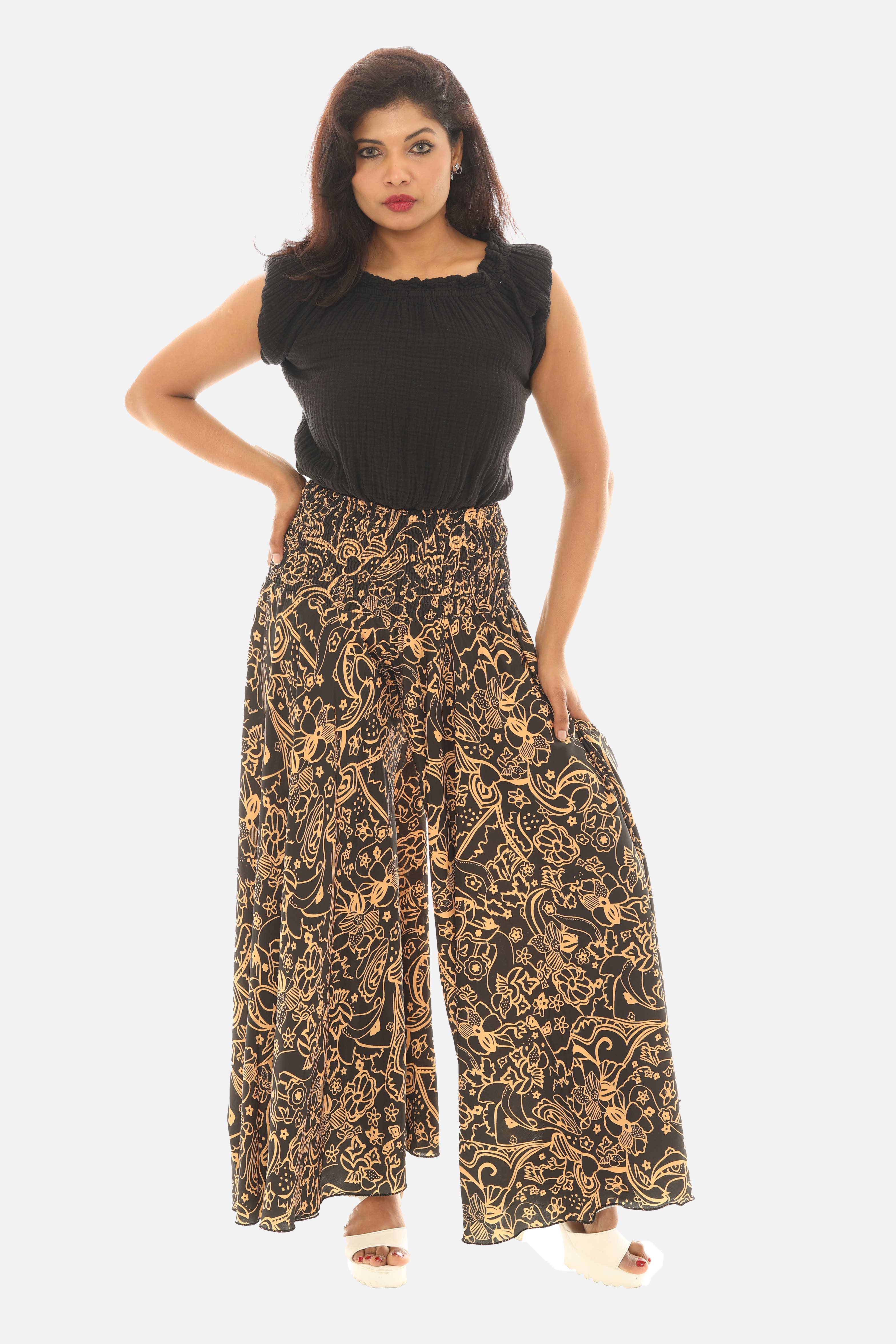 Shoreline Wear. INC - Wholesale Pants - Women's - Women's Boho Floral Print Wide Leg Palazzo Pants3