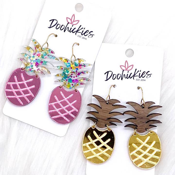 2" Ananas Acryl-oorbellen voor de zomer voor wholesale door Doohickies