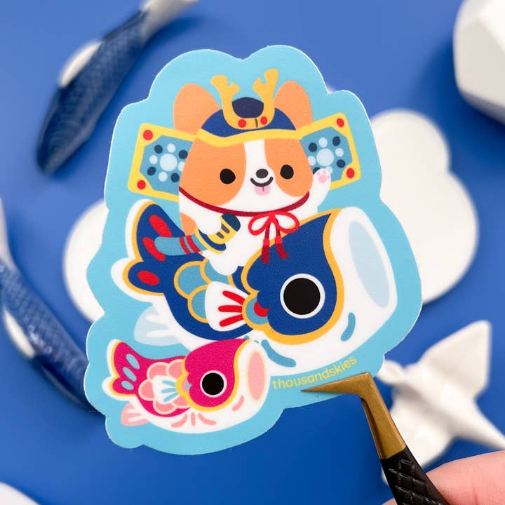 Vinyl klistermærke Japantown - Corgi og karpe for engroshandel hos Thousand Skies