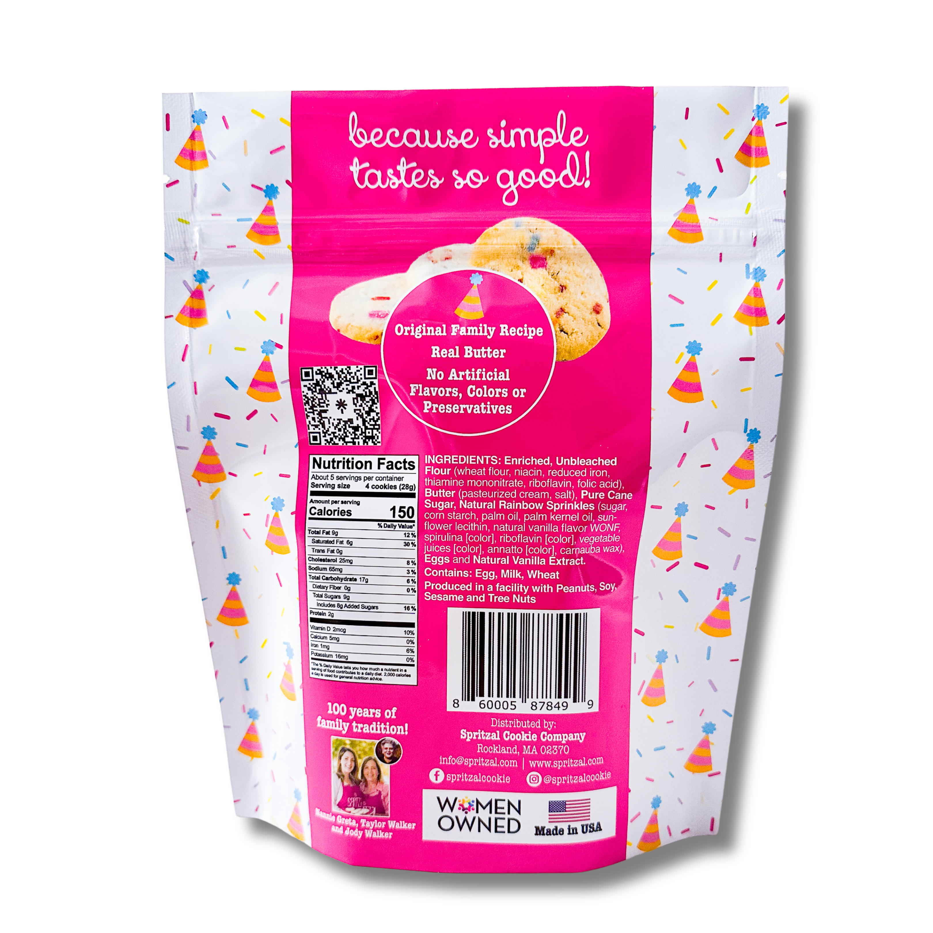 Spritzal Cookie Company - Venta al por mayor Galletas - Bocaditos de Galleta de Mantequilla Sabor Tarta de Cumpleaños 5oz - Caja de 82