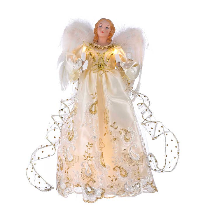 Kurt S. Adler, Inc. - Wholesale Tree Topper - UL 10/L 14"GOLD ANGEL TREE TOPPER