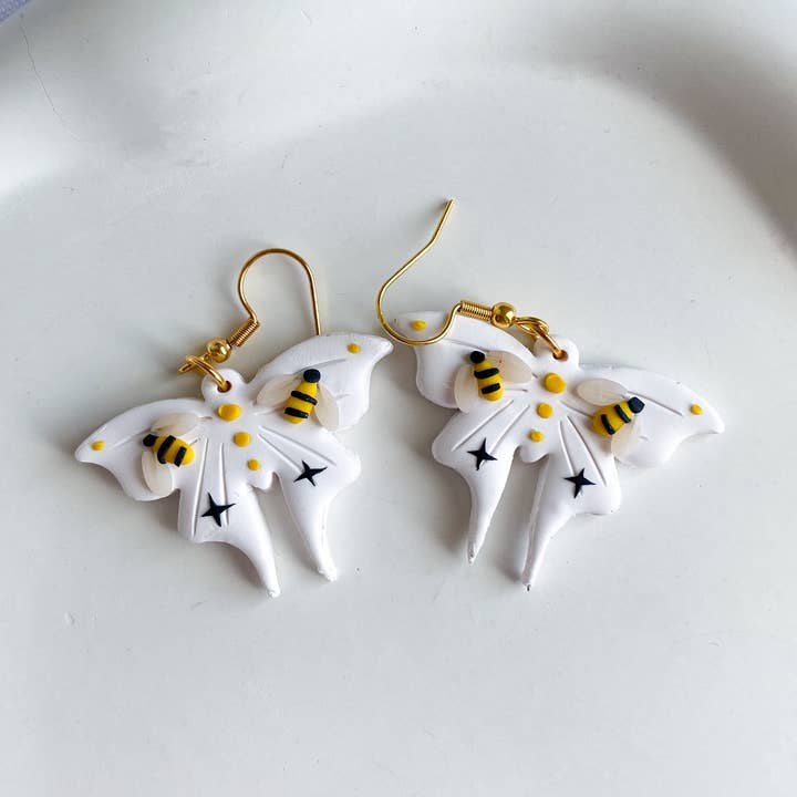 Bee Moths / Clay Insect Star Nature Moth Butterfly Earrings for wholesale by Peripheral US