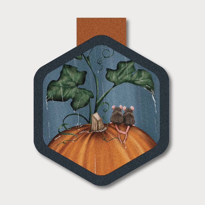 Rainy Pumpkin Mouse Magnetic Bookmark for wholesale by The Crafted Goat Artistry