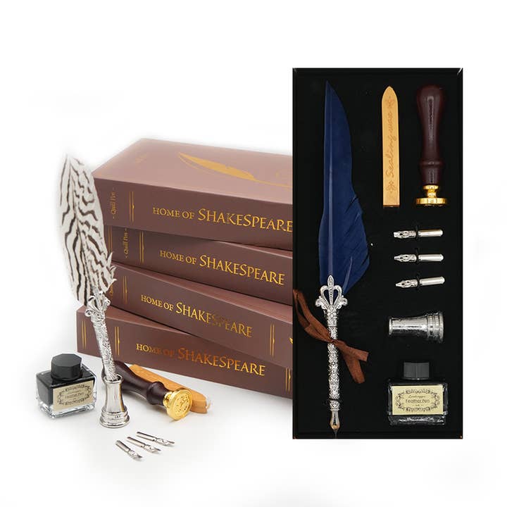 Quill Pen Magnetische Doos Geschenkset - Marineblauw voor wholesale door Mad Witch Ltd