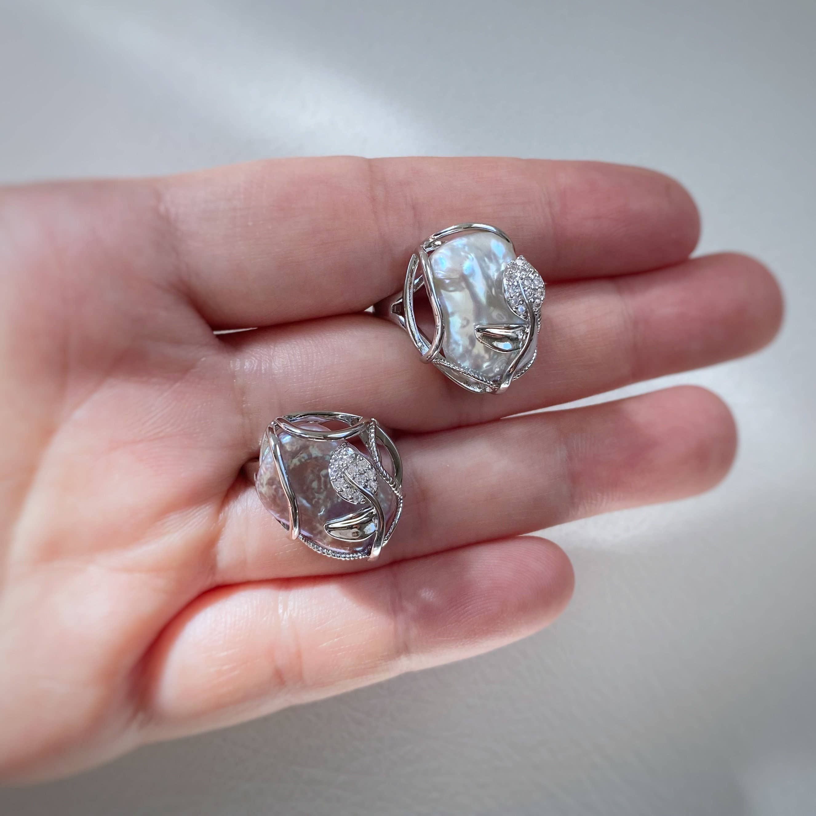 iBijoux - Venta al por mayor Anillos grandes/de cóctel - Anillo grande de perla barroca, anillo grueso (1S05RG)5