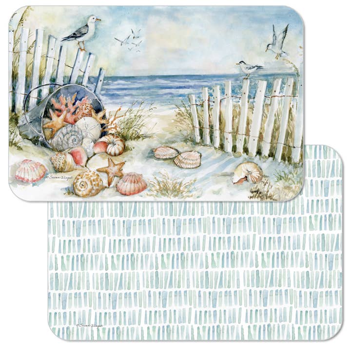 "Coastal Sanctuary" Reversible Rectangular Plastic Placemat for wholesale by CounterArt/Highland Home/Thirstystone