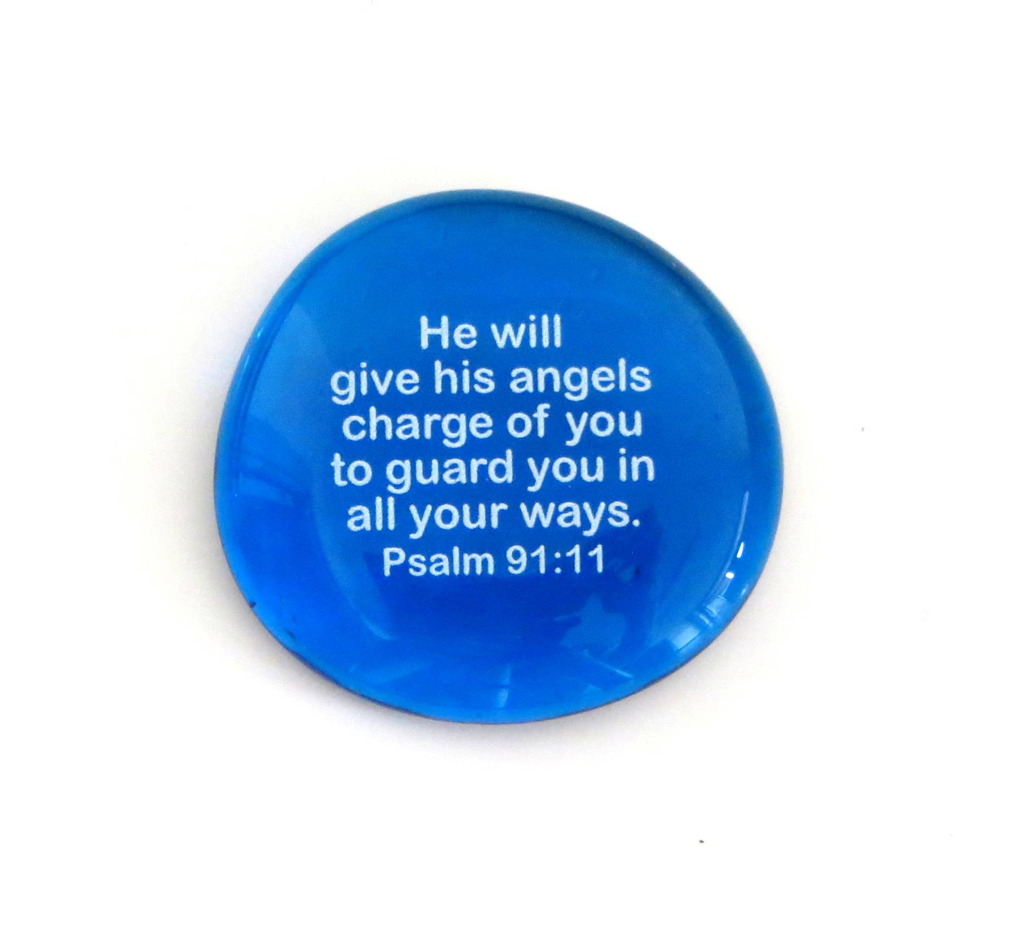 Lifeforce Glass, Inc. – wholesale Keepsake coin/token – Scripture Glass Stone: He Will Give His Angels...Psalm 91:112