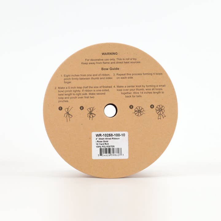 LA Ribbons Wholesale - Wholesale Ribbon - Gift Wrapping - 4" Mesh Wired Ribbon | Rose Gold | 10 Yard Roll3