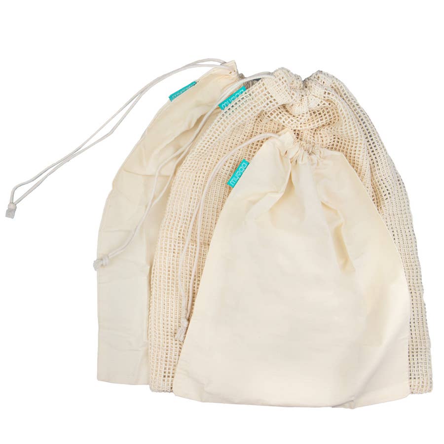 Ecoposh Short Handle Cotton Net Grocery Bag :: Natural