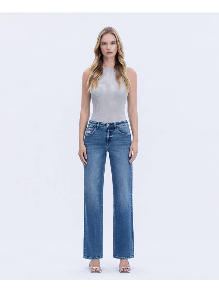 DREAMLAND HIGH RISE FULL LENGTH SLIM WIDE JEANS T6502 for wholesale on Faire2