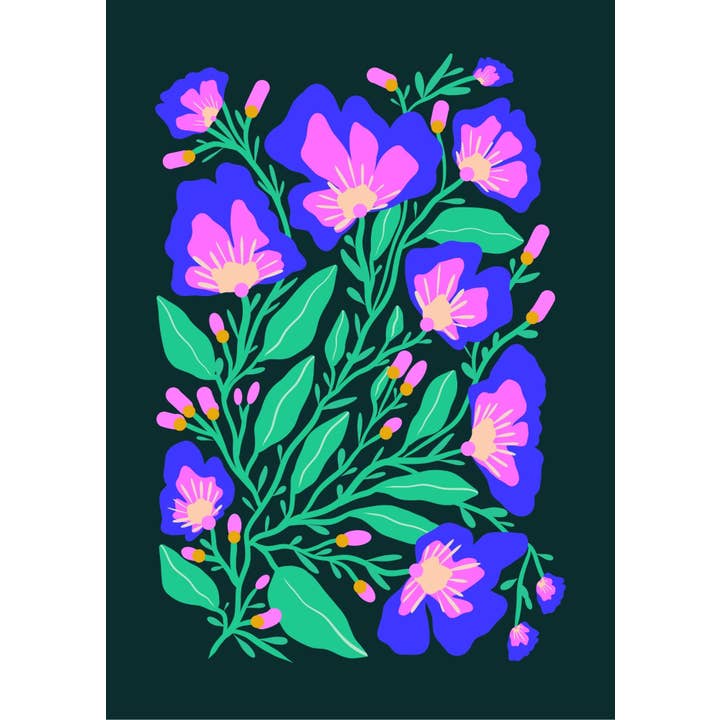 Vivian Sofia Designs - Wholesale Art Print - Mint and Blue Blooms Art Print1