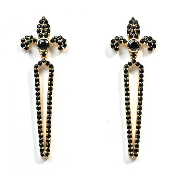 Boucles d'oreilles statement Jacq (CZ noir) pour la vente par Gemajesty Jewellery