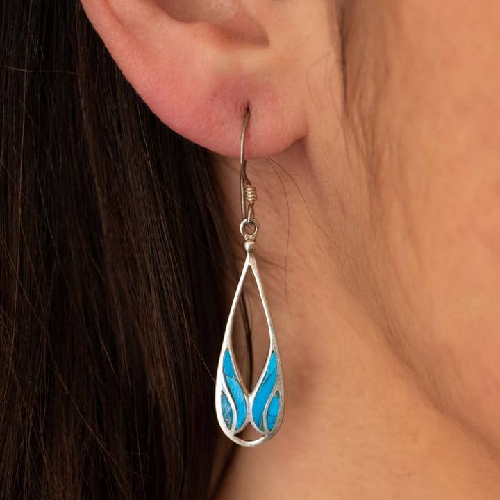 Native American Turquoise and 925 Sterling Silver Earrings for wholesale by Iroquoise