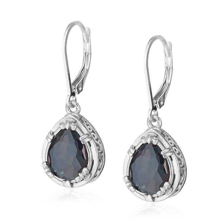 Brincos de Doublet Petite Teardrop Hematita por atacado de Anatoli Jewelry