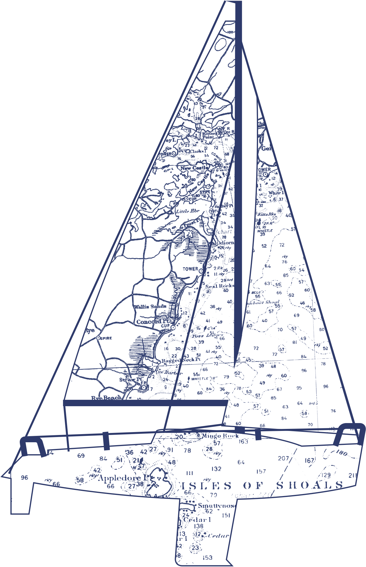 Ox Bow Decor - Wholesale Throw/Decorative Pillow - 'One of a Kind' Portsmouth, NH Nautical Chart Pillow1